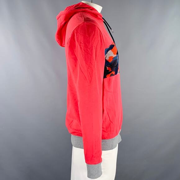 PS by PAUL SMITH Size L Red Blue Mixed Fabrics Cotton Hooded Sweatshirt - Picture 2 of 7